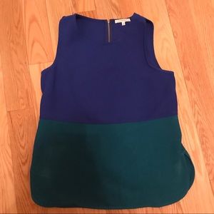 Blue green tank with zipper back closure